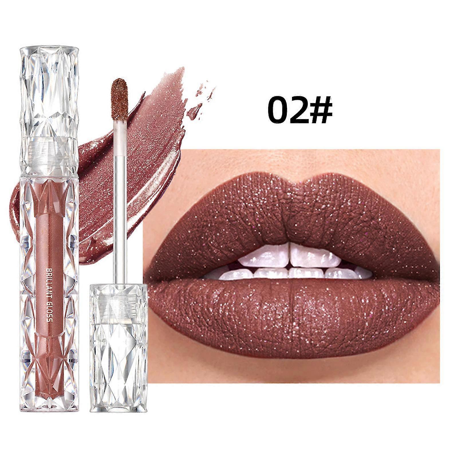 Liquid Glitter Lipstick, Diamond Shimmer Finish Highly Pigment Lip Tinted Stain, Waterproof Long Lasting Smudge-proof Lip