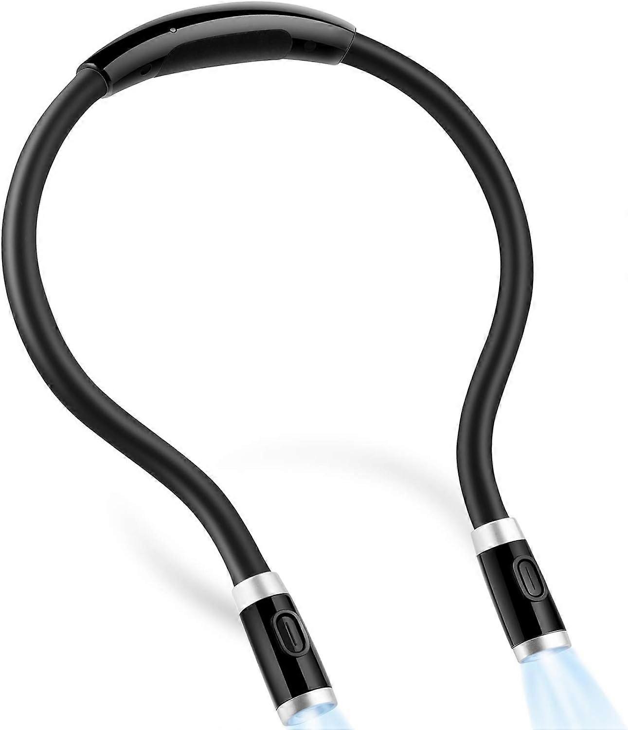 2025,Rechargeable 4 LED Neck Reading Light, Book Lights for Reading in Bed, 3 Brightness Levels, 2 Flexible Soft Silicone Arms Comfortable Wear, Long