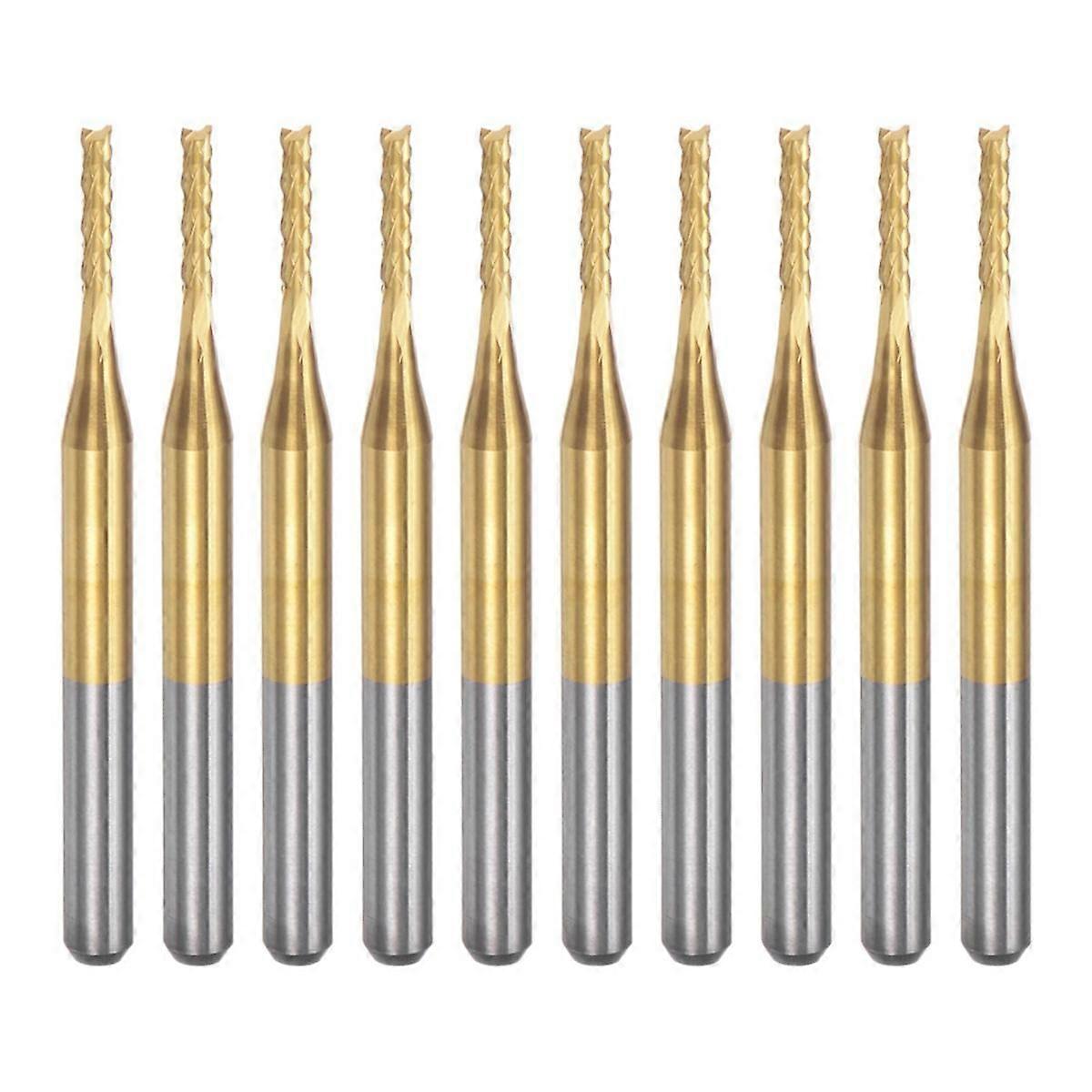 10PCS Titanium Coat Carbide End Mill Engraving Milling Cutter CNC Router Bits for PCB Machine, 1/8 Inch Shank 1.4Mm