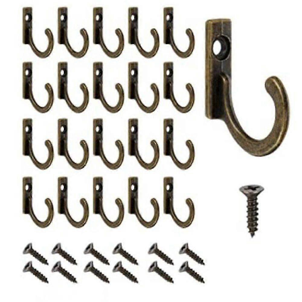 Pack With 60 Wall Hook Vintage Antique Key Hook, Bronze Single Hook With Screws Clothes Hook