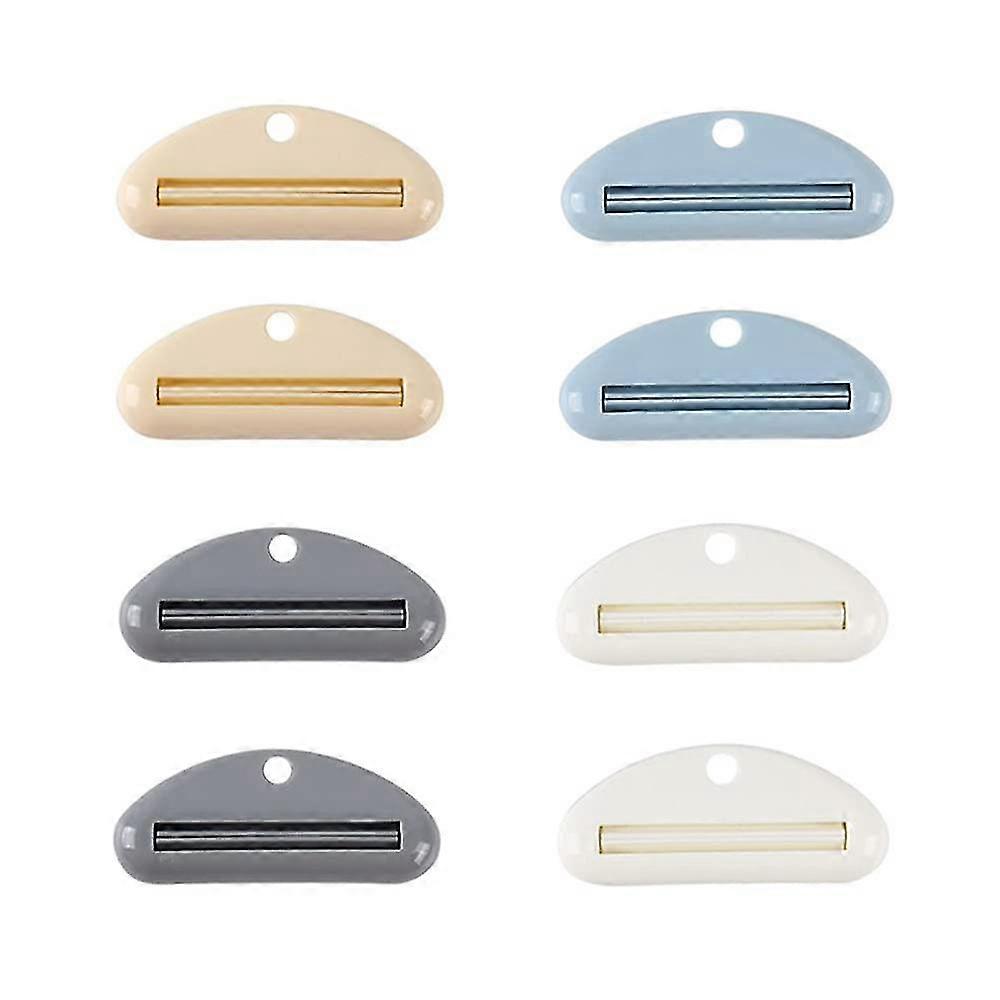 Toothpaste Dispenser 8 Pieces Toothpaste Squeezer Toothpaste Dispenser Tube Squeezer Plastic Toothpaste Clips Tube Squeezer (Beige Grey White Blue)