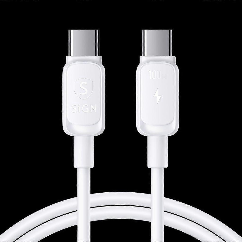 Cable USB-C a USB-C 100W, 0.25m - Blanco