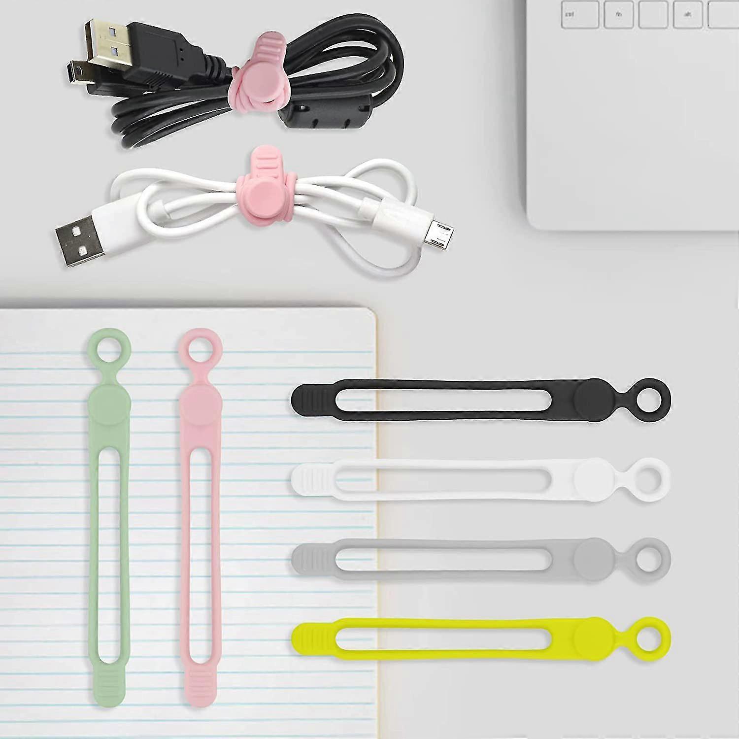 24 Pack Reusable ,4.2 Inches Adjustable Silicone Cable Straps,,cord Wrap And Loop(24 Pack)