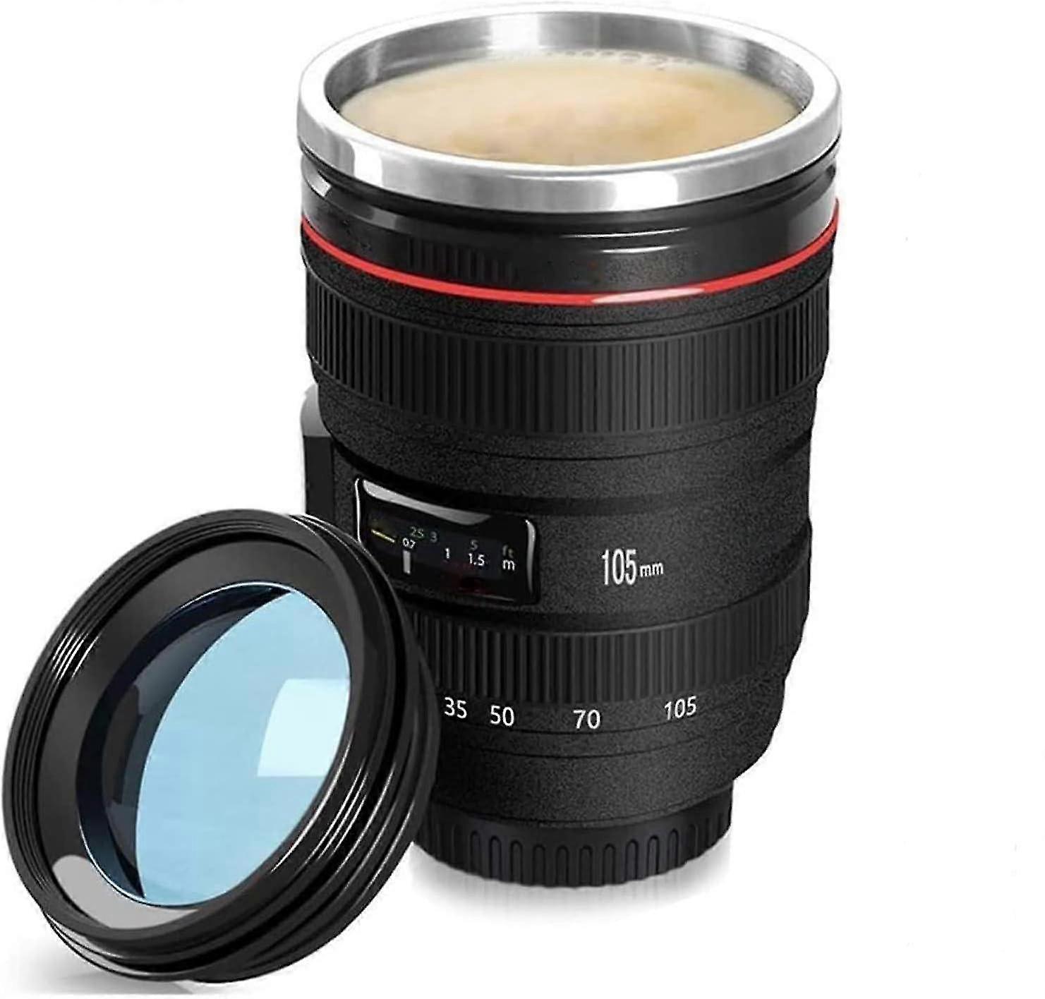 Camera Lens Coffee Cups Stainless Steel Insert 400 Ml
