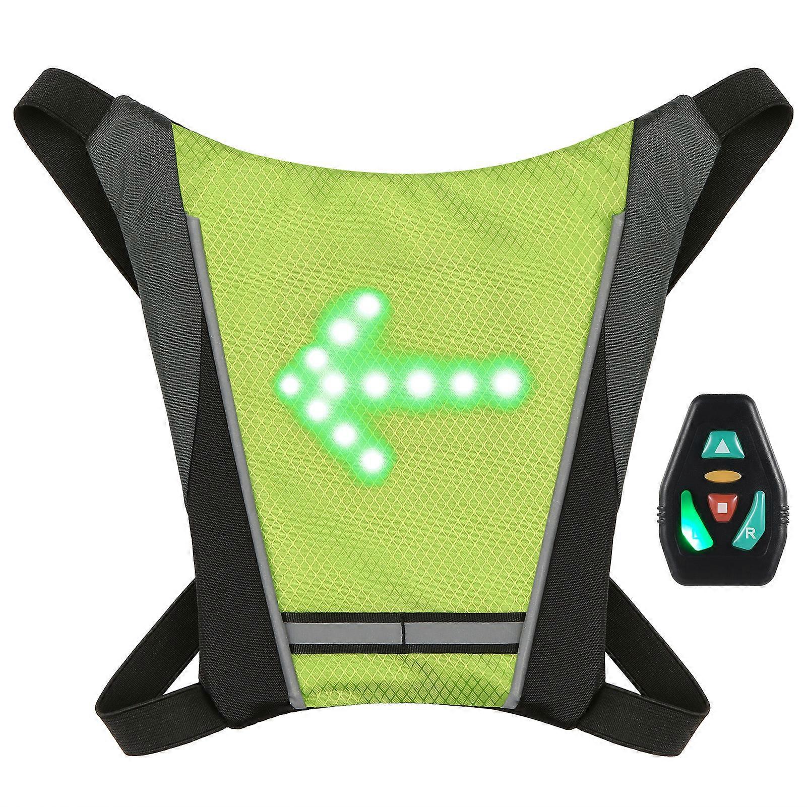 LED Turn Signal Bike Pack USB Rechargeable Reflective Backpack Attachment Clip with Remote Control LED Backpack with Direction Indicator Safety Light