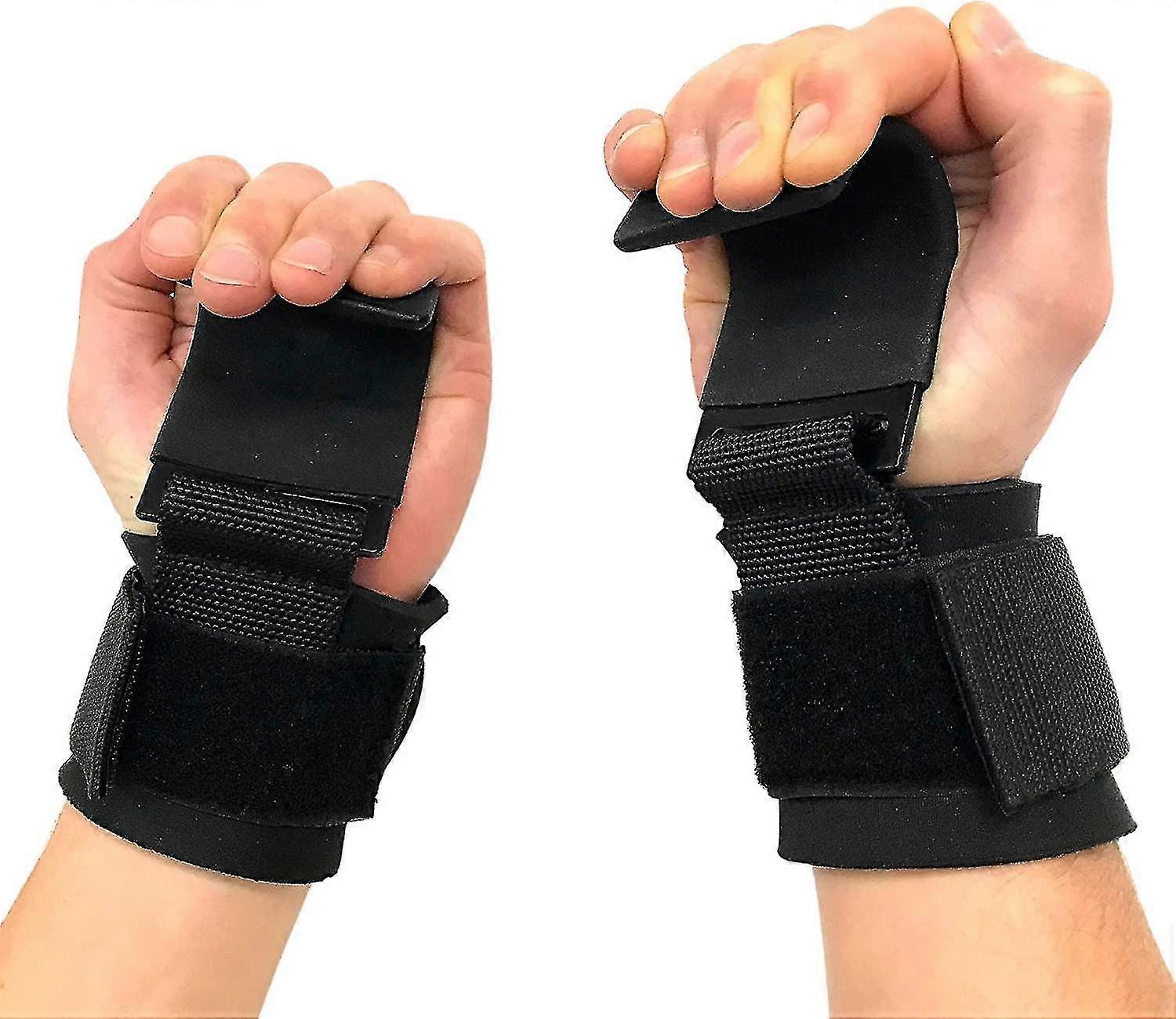 Håndleddskrok - stålkrok med sklisikkert håndtak - løftestropper, styrketrening, kondisjon, vektløfting - en størrelse (1 stk)