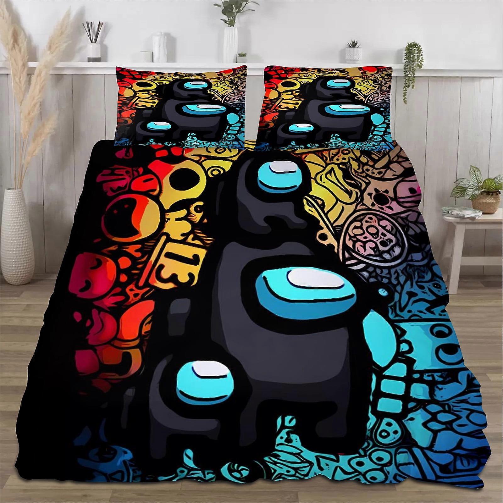 g1802 Among Us Bedding Comforter Sets,Queen Quilt Bedding Set,3 Pieces Set Bedding Twin Size,Colorful Soft Lightweight Print All Season 177*218CM tq18