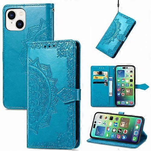 For iPhone 15 Mandala Flower Embossed Leather Mobile Phone Case