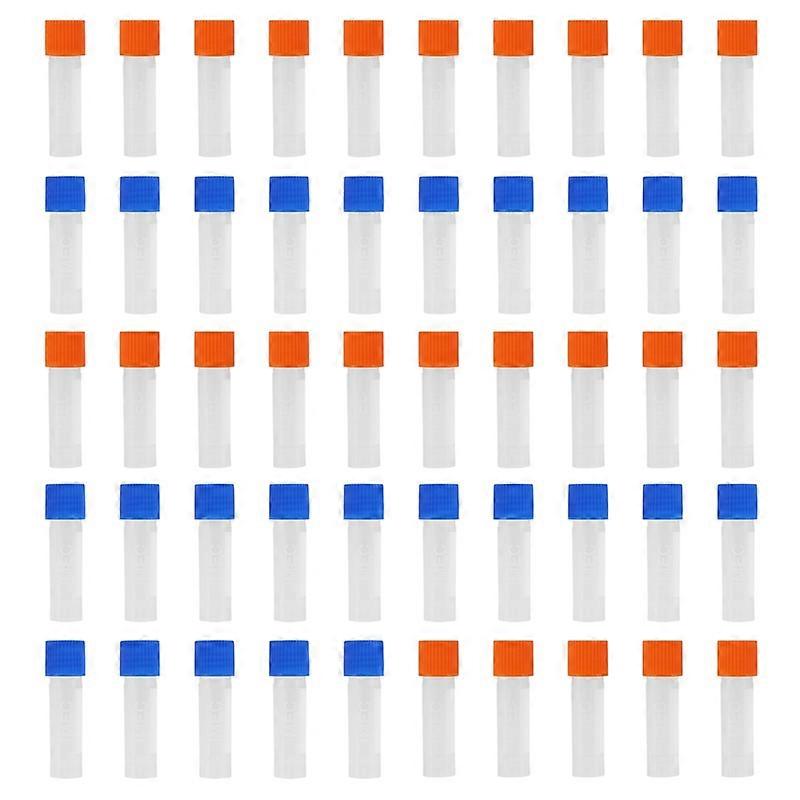 50Pcs 1.8ml πλαστικός διαβαθμισμένος σωλήνας δειγμάτων σωλήνων δοκιμής 0.063oz κρυοβιαλός με καπάκι σφραγίδων