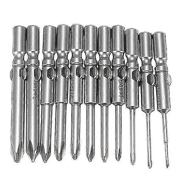 11pcs 802 1.6-6.0mm Cross-screwdriver Bits Set 6mm Round Shank Electric Screwdriver Bits