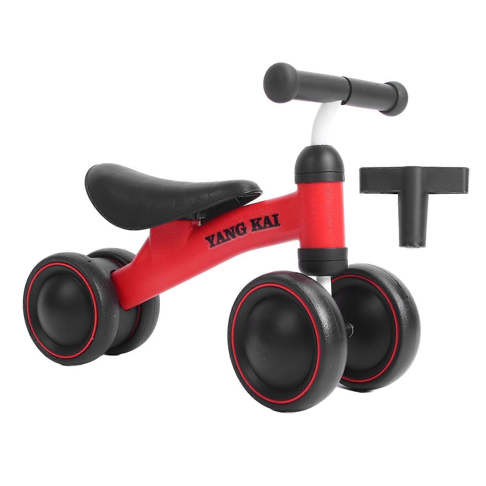 Baby Balance Walker Toy for Toddlers 1 to 6 Years Old Soft Riding Toy Non Pedal Infant 4 Wheels Bicycle Red