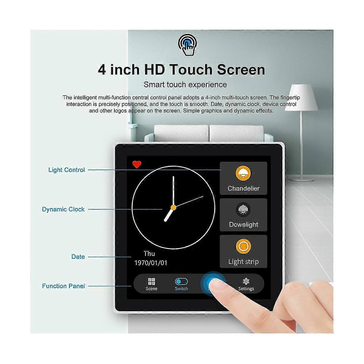 Tuya Smart Home Multiple Zigbee Smart Home Control Panel 4 Inch Switch Panel In-wall Touchscreen Control For Home-euplug
