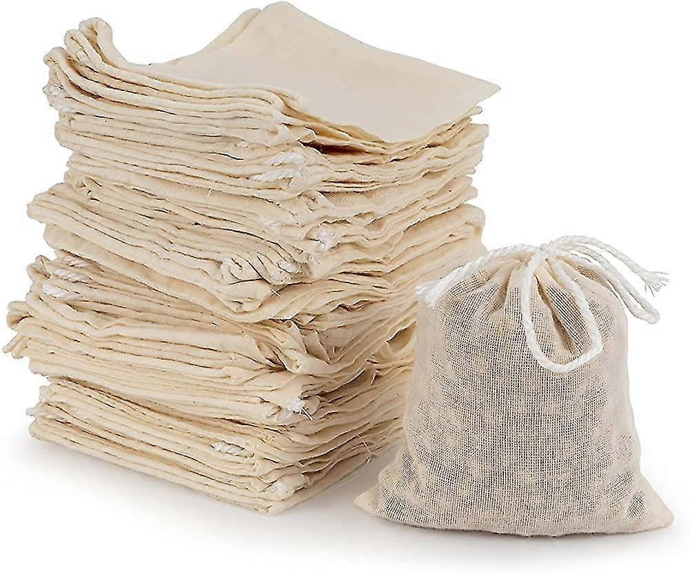 50 Pieces Cotton Muslin Bags, Reusable Tea Filter Bags With Drawstring