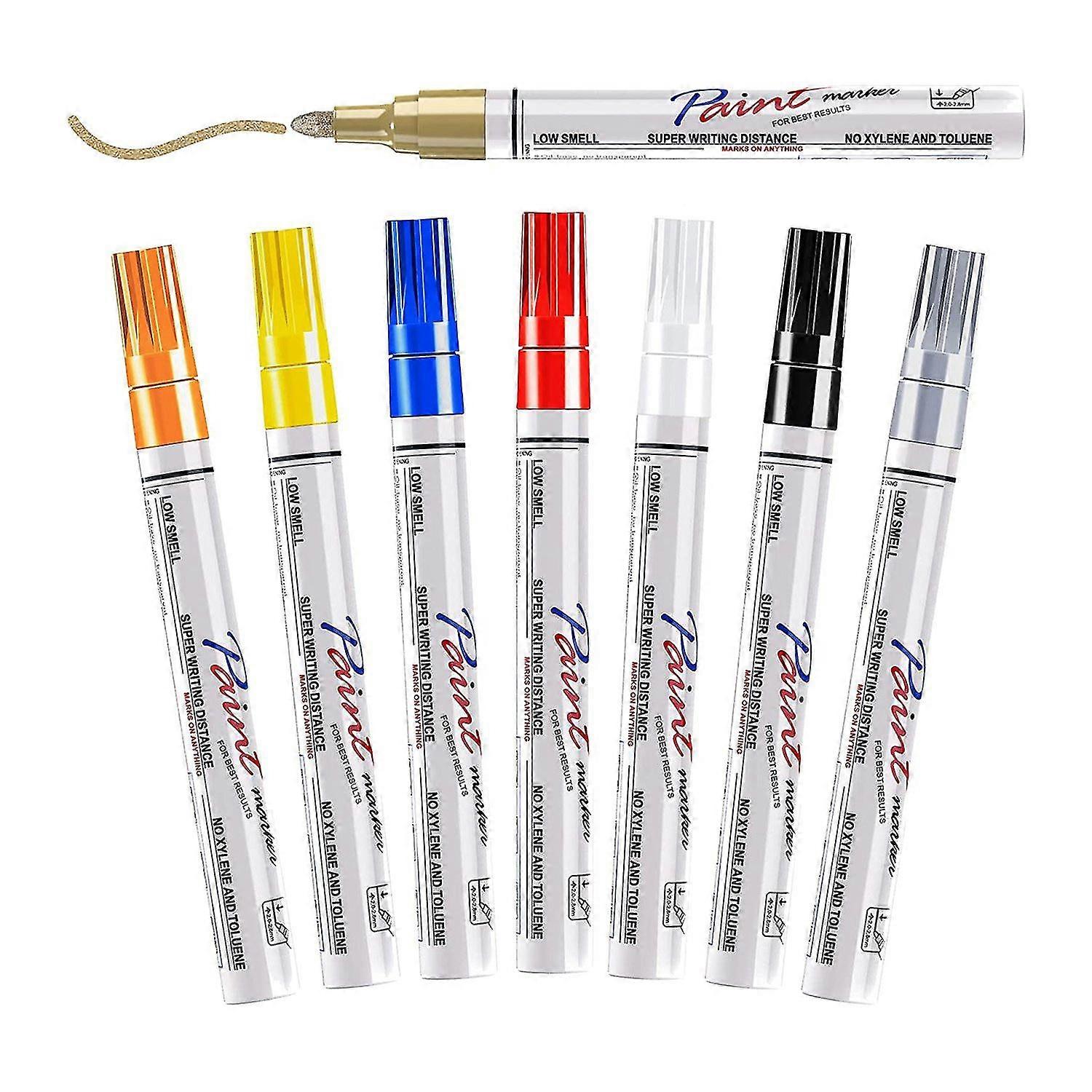 Paint Marker Pens For Metal, Fabric, Canvas, Wood, Rock Painting, Glass, Mugs, Plastic - Set Of 8 O