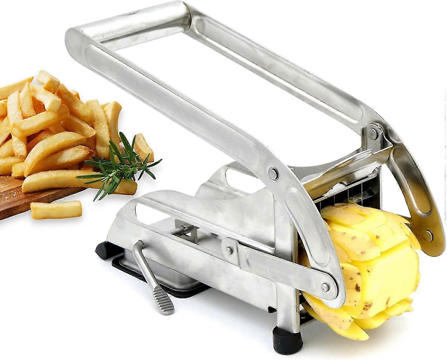 French Fries Cutter, Includes Two Sharp Stainless Steel Blades And A Secure Suction Base