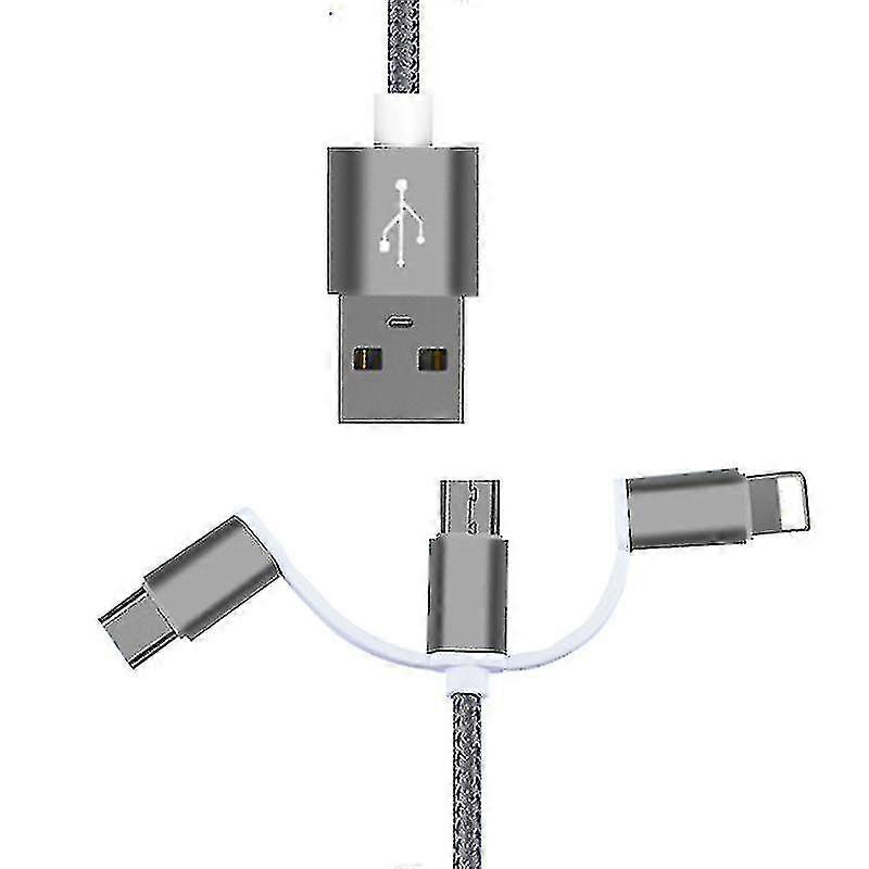 3in1 Usb 2.0 Male To Usb 3.1 Type C Micro Usb Weave Data Quick Charge Cable