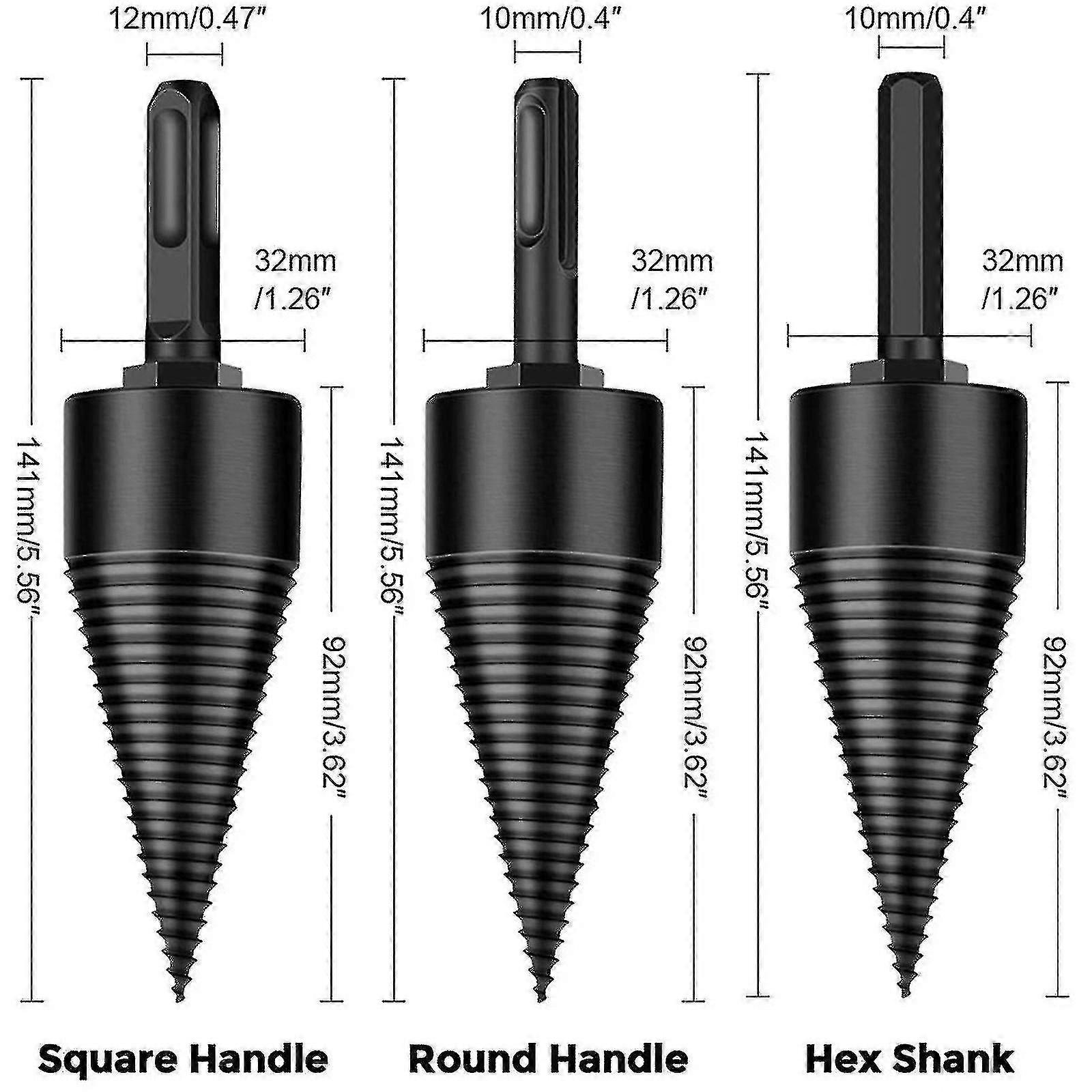 3pcs Removable Firewood Log Splitter Drill Bit, Wood Splitter Drill Bits