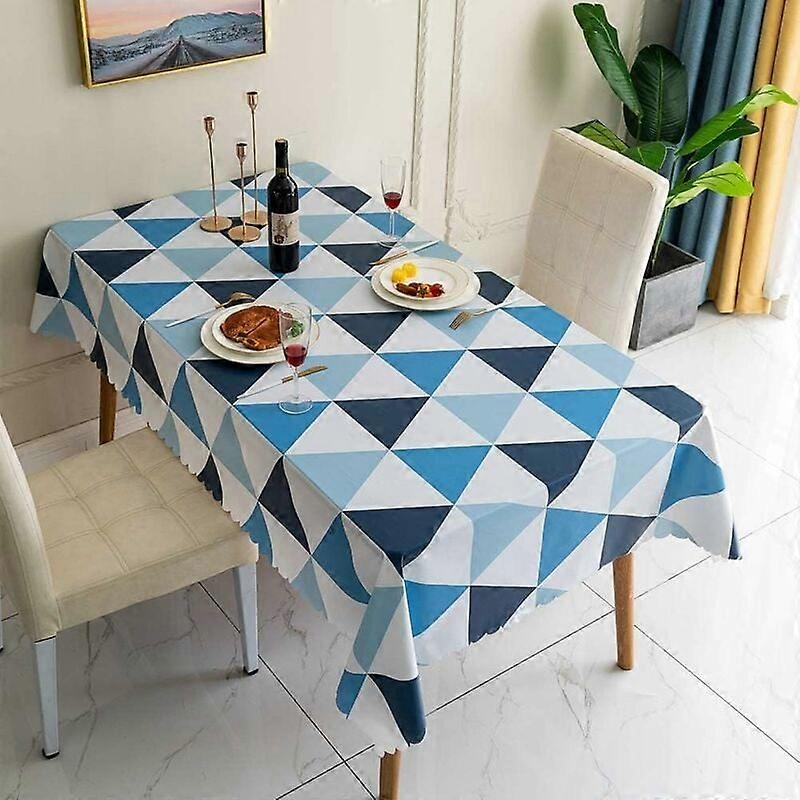 Tablecloth Wipeable PVC Rectangular Tablecloth Waterproof and Easy to Clean Nordic Style Triangular Plaid Tablecloth 140140cm