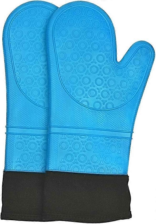 1 Pair Silicone Oven Gloves Blue