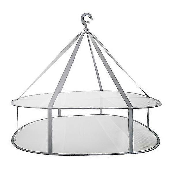 Double Layer Rectangular Drying Rack Net Folding Mesh Hanging Clothes Basket Net (grey)
