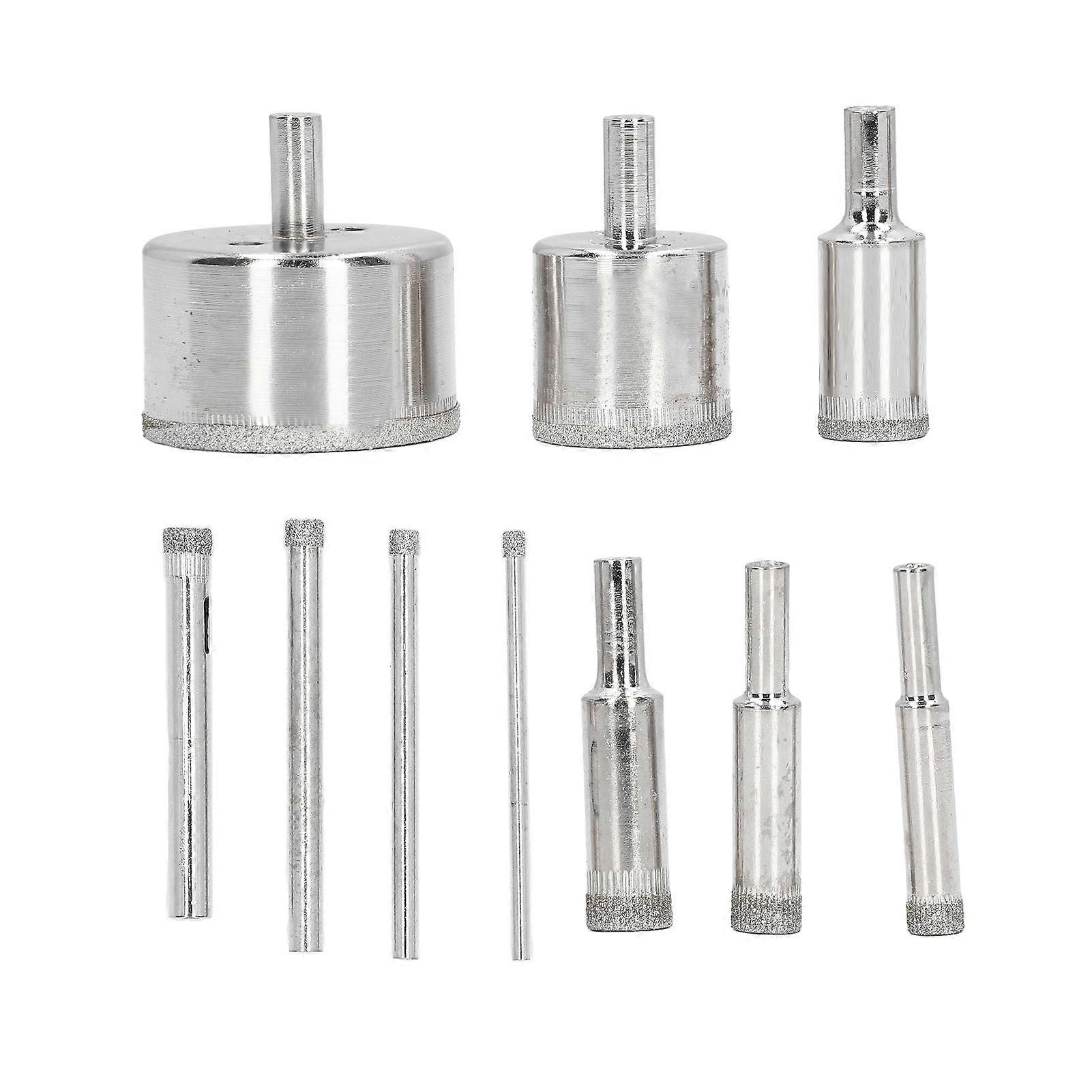 10 Pcs Diamond Drill Bits 3?50mm Hole Saw Glass Labor Saving Drilling Drill Bit Sharpener