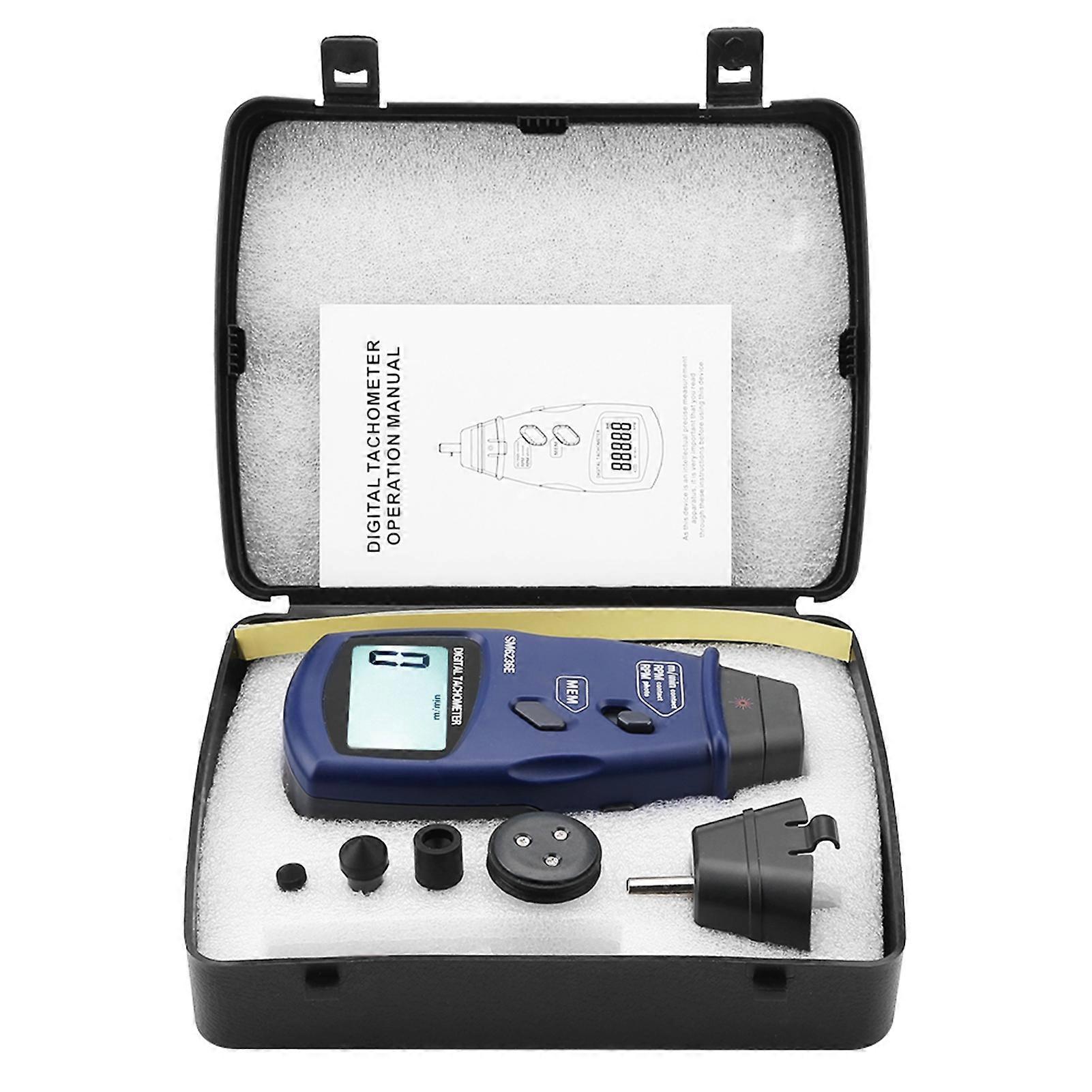 SM6236E Laser-/Kontakt-Drehzahlmesser 5-stellig 18-mm-Digital-LCD-Tach-Rotationsmesser-Tester