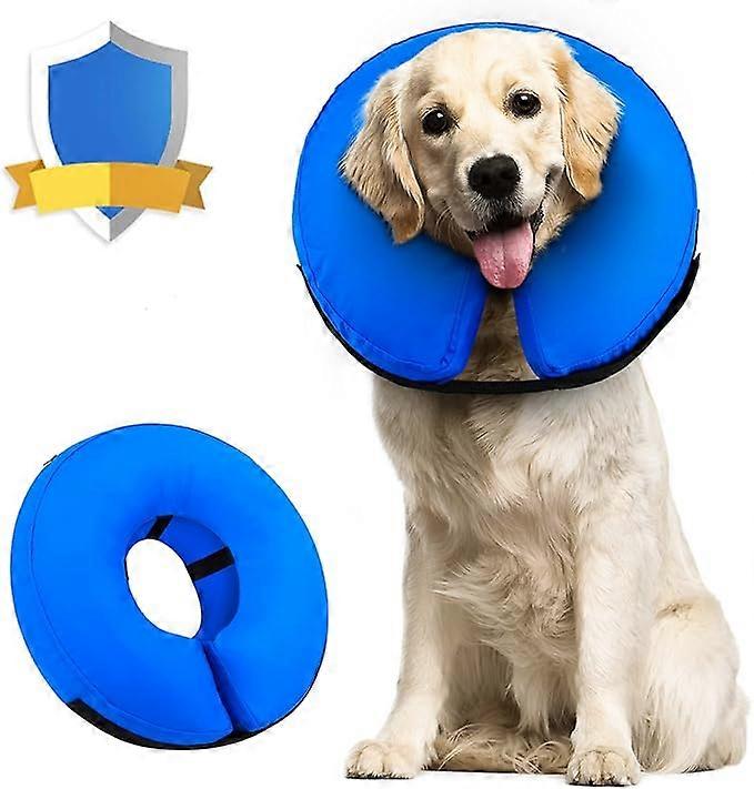 Blue LDog Collar Protective Inflatable Dog Collar Protective Collar Adjustable Pet Collar Comfortable Protective Collar with Velcro