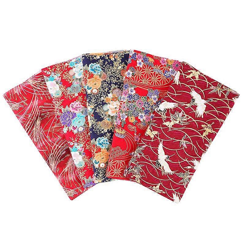 5pcs Flower Pattern Patchwork Fabric Handmade Patchwork Cotton Fabric Japanese Printed Fabric