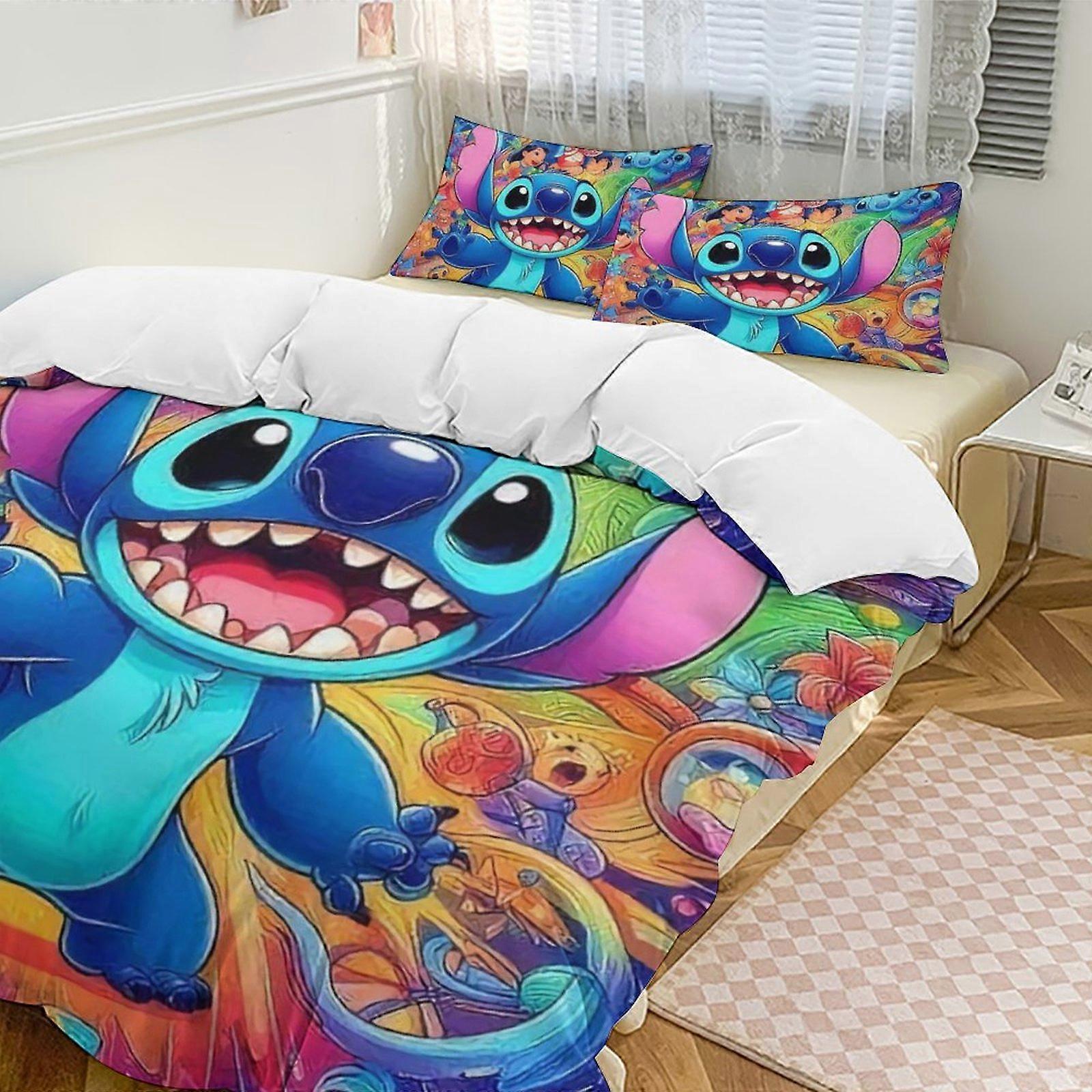 v3885 Lakan Sängkläder StitchCartoon Collection 3-delat täcke set, personlig sängkläder inredning för barn och tonåringar lakan yuq3885