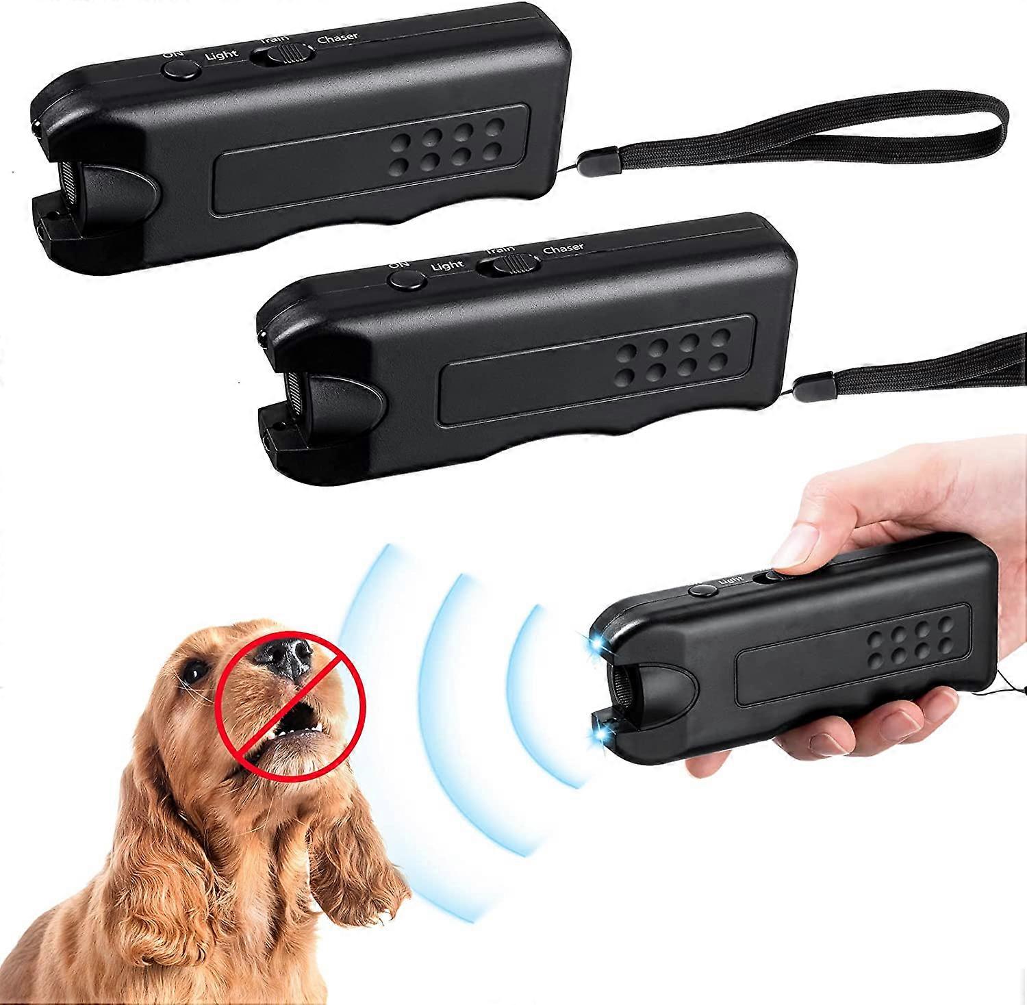 2 Pcs Anti Barking Device 3 in 1 Dog Barking Control Devices Dog Training Behavior Aids Ultrasonic Barking Deterrent Tool with Dual Strobe LED Flashli