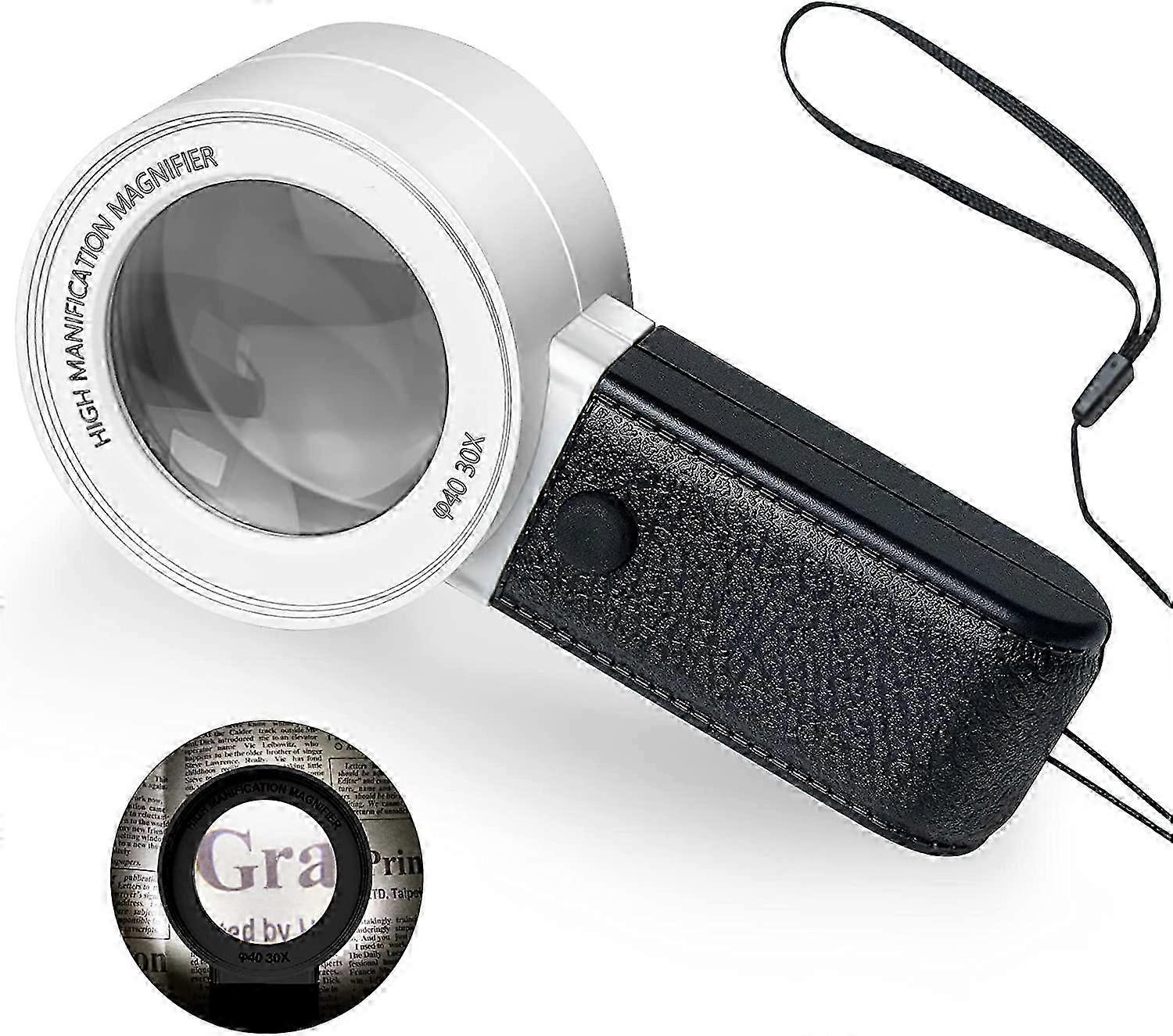 30X Μεγεθυντικός Φακός Κοσμηματοπωλείου με 3 LED και UV Φως - Φακοί κατά των γρατσουνιών - Υψηλή καθαρότητα - για διαμάντια, κοσμηματοπωλεία