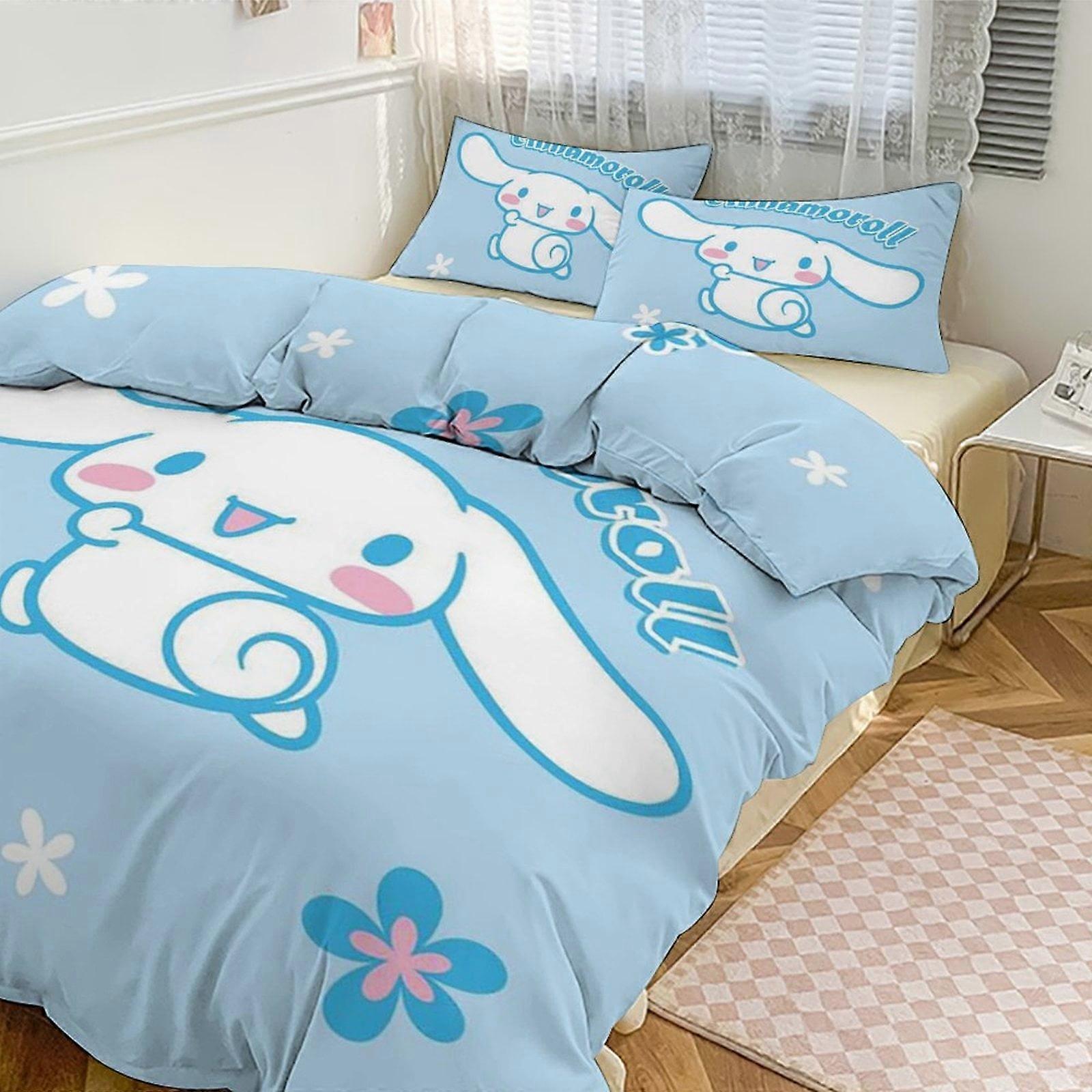 Bh559 Zestawy pościeli Cinnamoroll dla dzieci Mężczyźni Kobiety Twin Size 3szt 1 pokrowiec na kołdrę i 2 poszewki na poduszki-xp ka559
