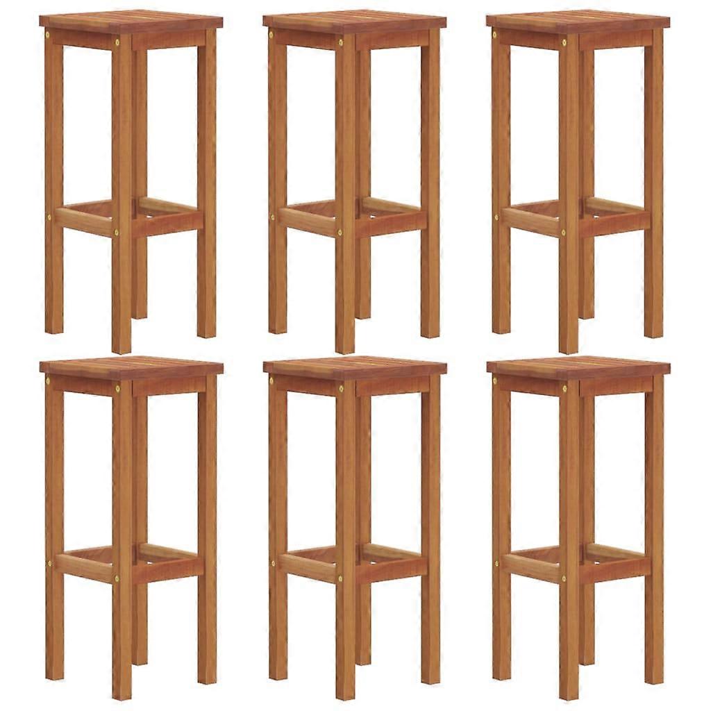 Bar Stools 6 Pcs Solid Wood Acacia Benches Bar Stools