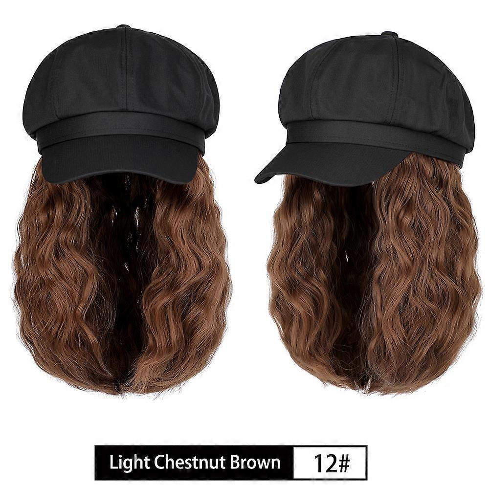 SHANGZI Short Wavy baseball wig Synthetic Natural bob Wig Black hat wigs cap with Hair Naturally Connect Baseball Cap Adjustable