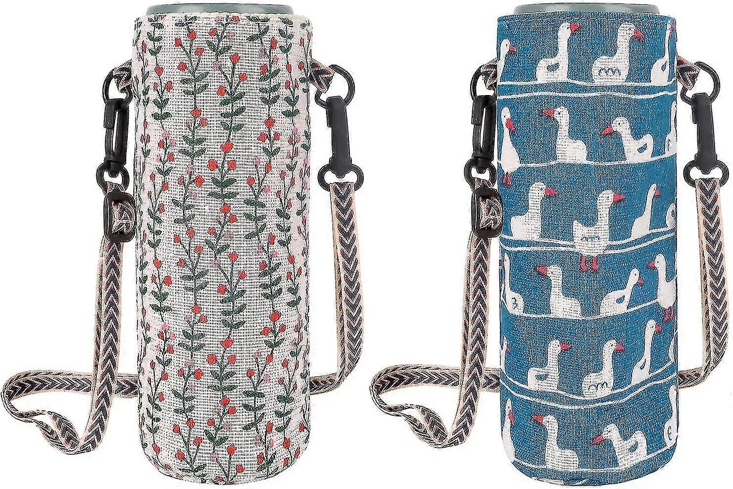 2pcs Water Bottle Tote Bag With Adjustable Shoulder Strap
