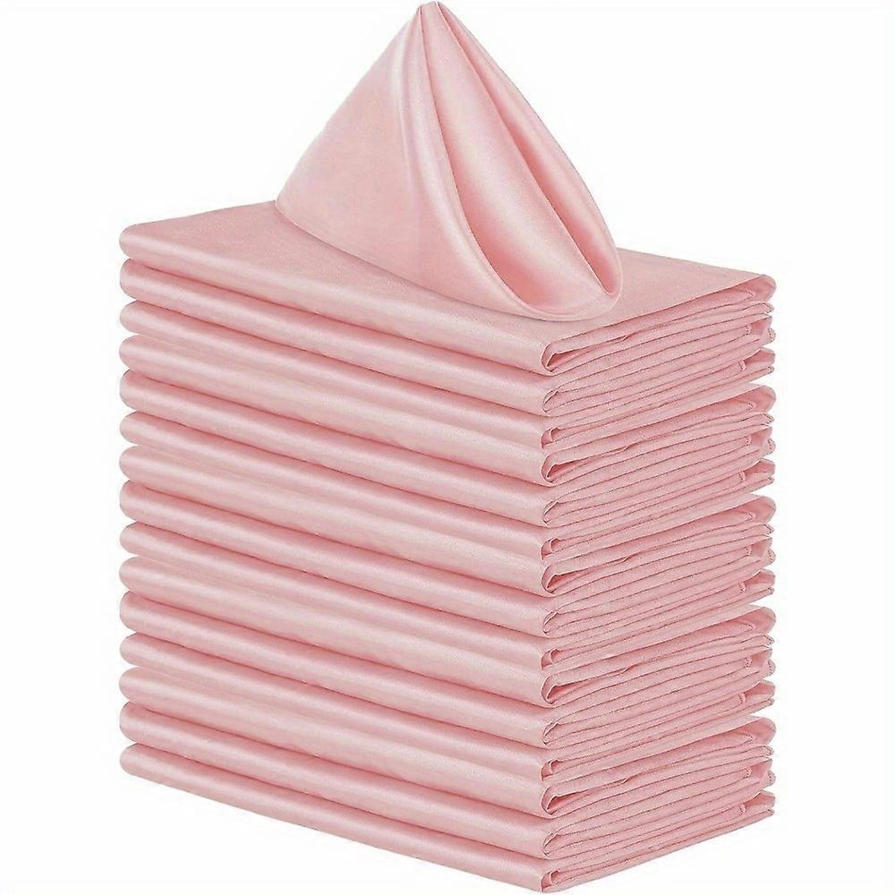 8pcs, Square Stain Napkin, Solid Color Napkin Cloth, Soft Bright Silk Decorative Napkins For Western Restaurant And Hotel, Room Decor, Dining Table De