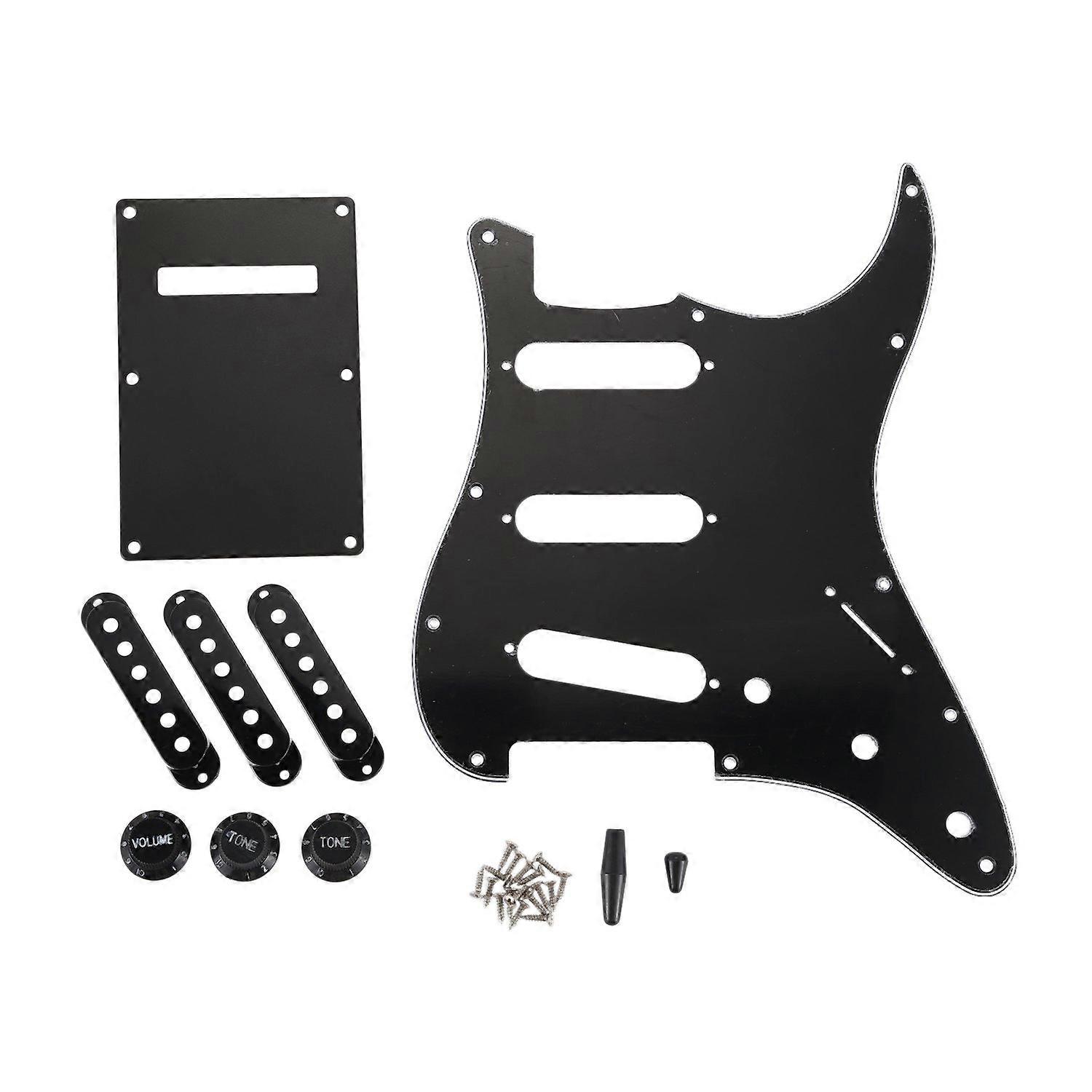 Set Of 3 Ply Black 11 Hole Sss Guitar Pickguard Strat Back Plate Pickup Covers Knobs Guitarra Tips Guitar Parts & Accessories-48 x 52 x 52Mm