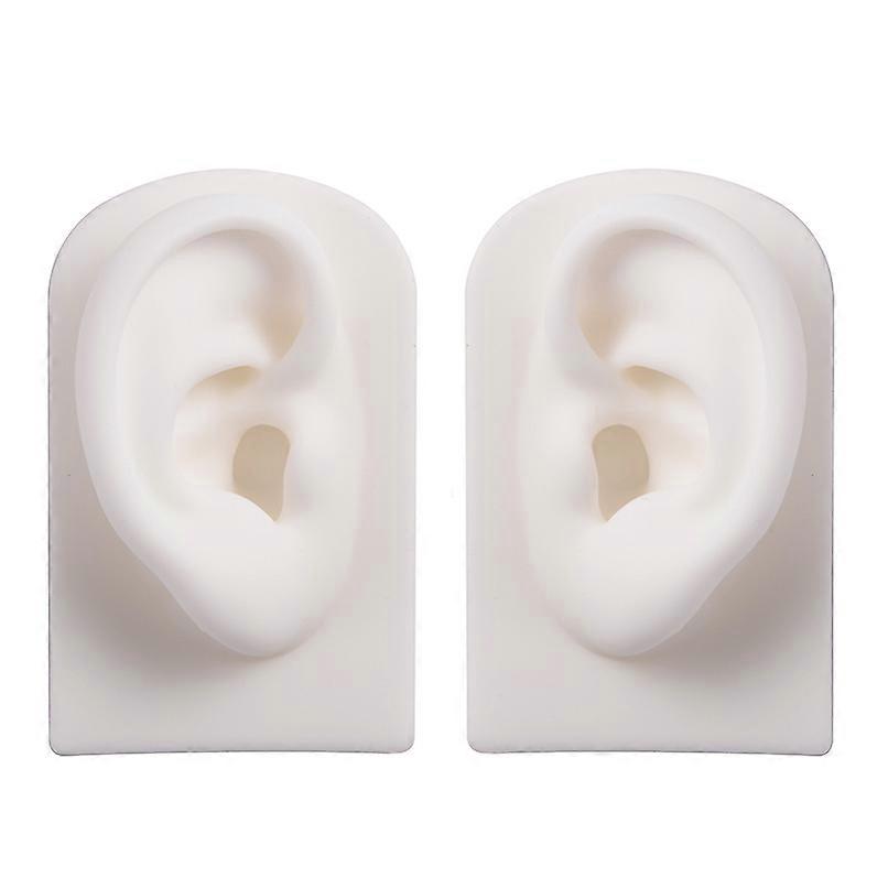 1 pair of simulation silicone ear model ear studs puncture teaching training headset earring display