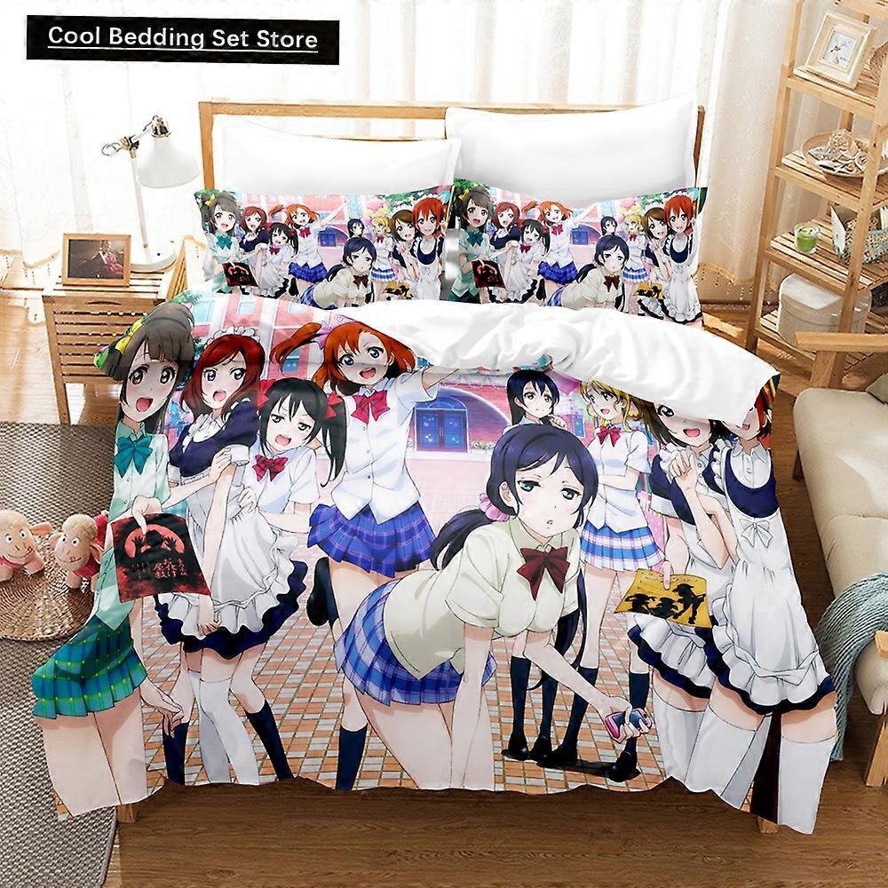 m583 Lakan Tecknad film LoveLive! Skolidolprojekt Sängkläder Set Påslakan Set med örngott Twin Full Sängkläder Sängkläder Lakan ggt583