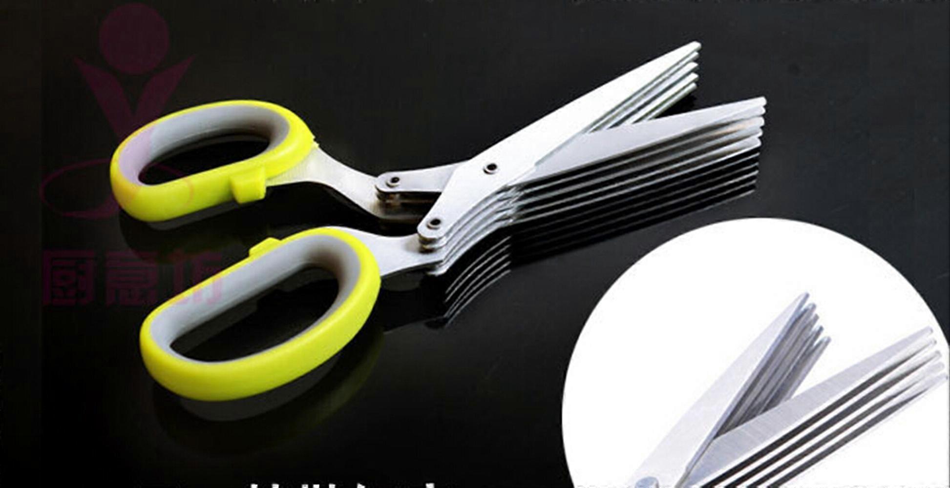 Sharp 5 Blade Herb Scissors Kitchen Snips Gadgets Tools Multi Shredding Shears
