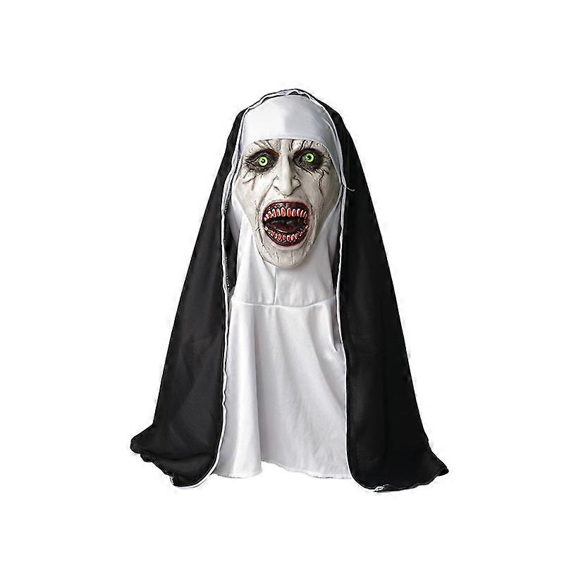 Halloween Mask, Latex Scary Nun Mask, Halloween Party Scary Full Head Costume Mask, Halloween Scary Makeup Mask