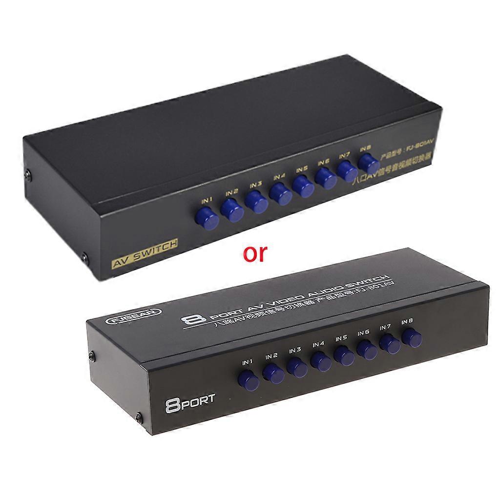 8-Way AV Switch RCA Switcher 8 في 1 خارج صندوق محدد الفيديو المركب L / R لوحدات تحكم ألعاب DVD