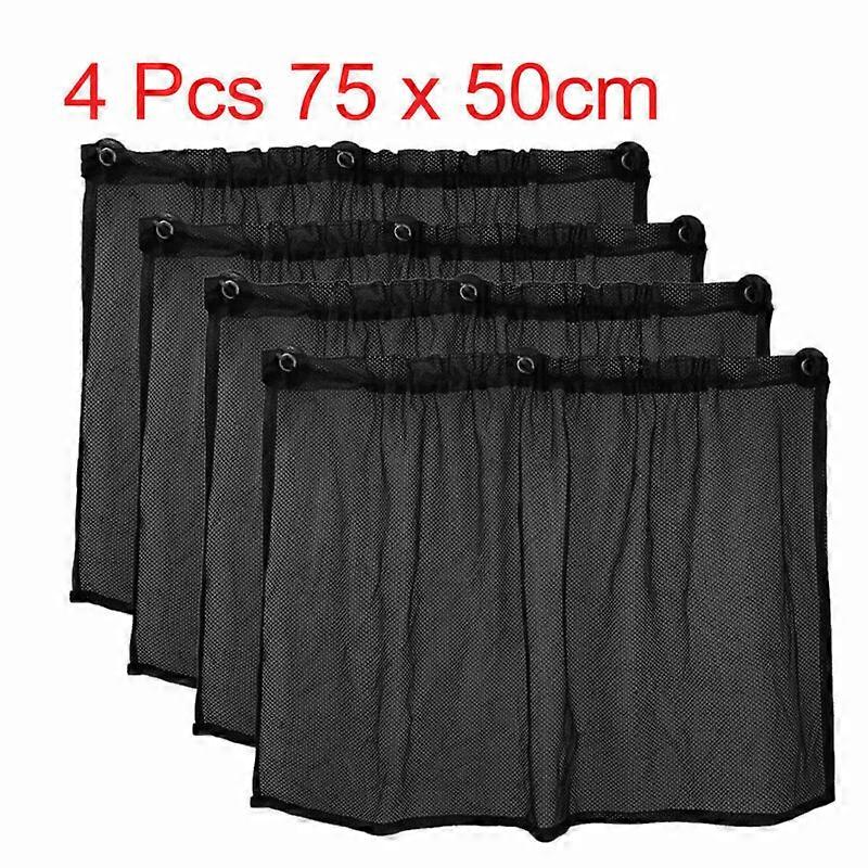 4pcs/set Car Side Window Side Curtain Folded Mesh Sun Shade Black Suction Cup 7 For Side Windows Windshields Rear Windows