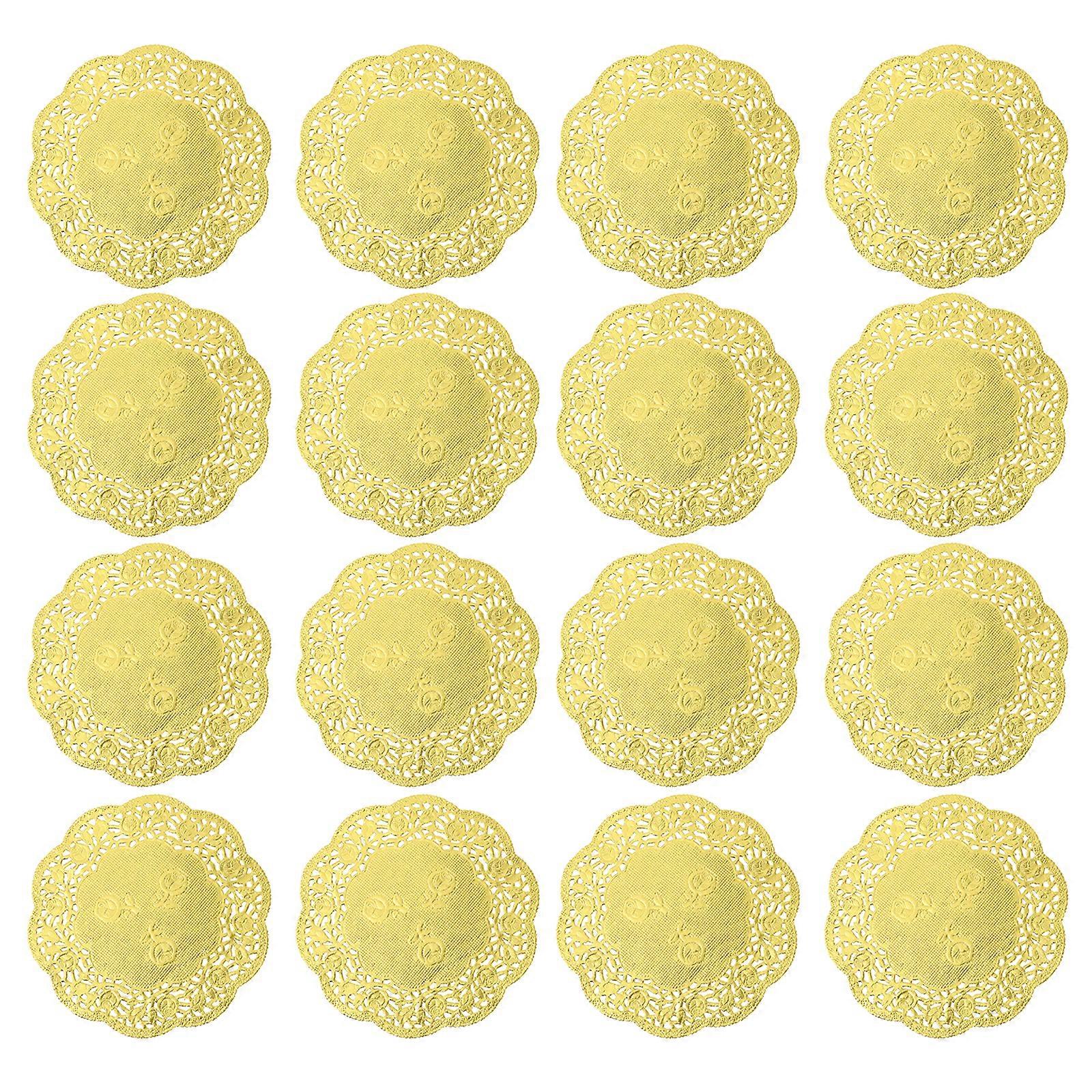 100 st 3,5 tums oljeabsorberande spetsdukar engångs tårtaskfoder rund förpackningspapper