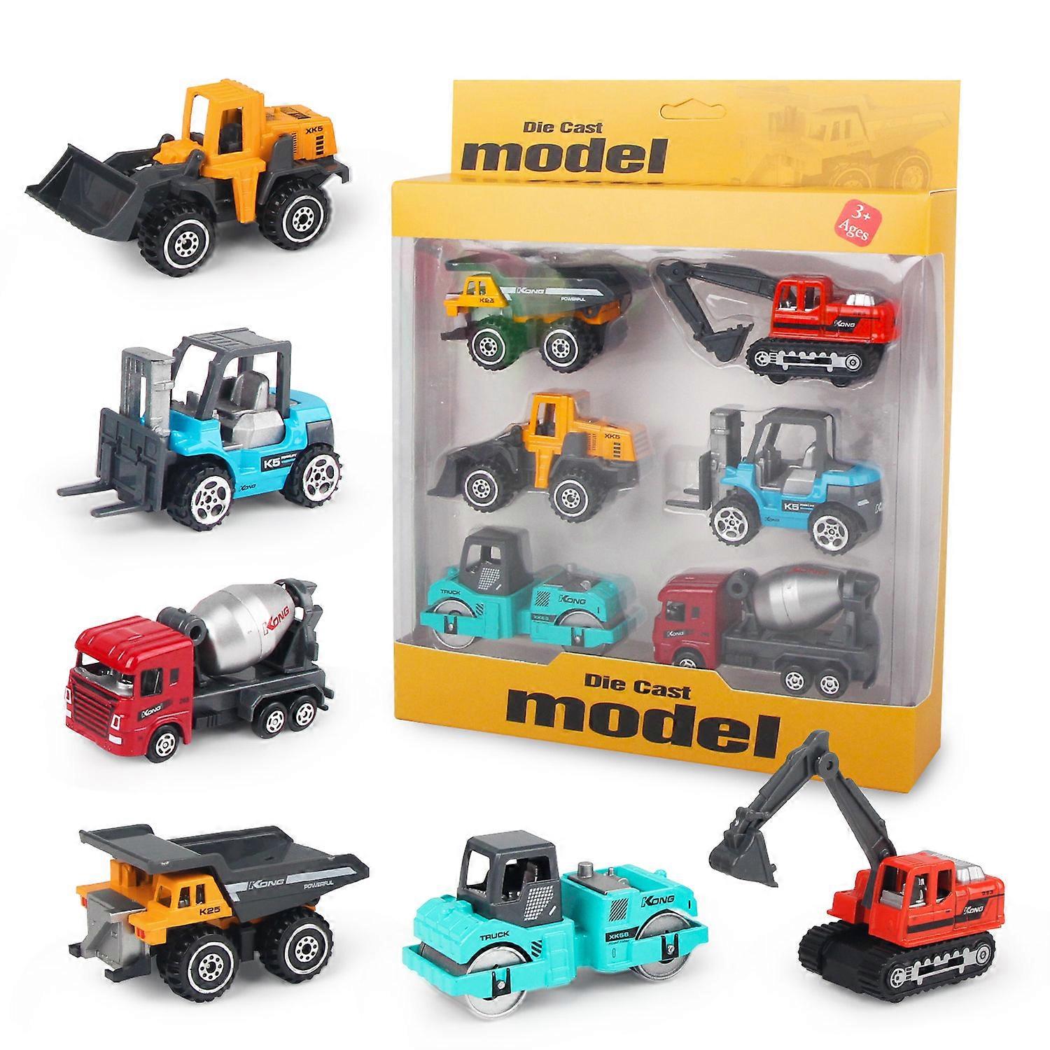 6 stuks Alloy Engineering Trucks Toy