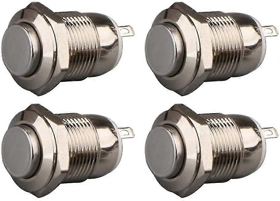 4pcs Momentary Push Button Wasserdicht Edelstahl Push Button On Off 12mm 2a 12v / 24v / 125v / 250v (Kopf nach oben)