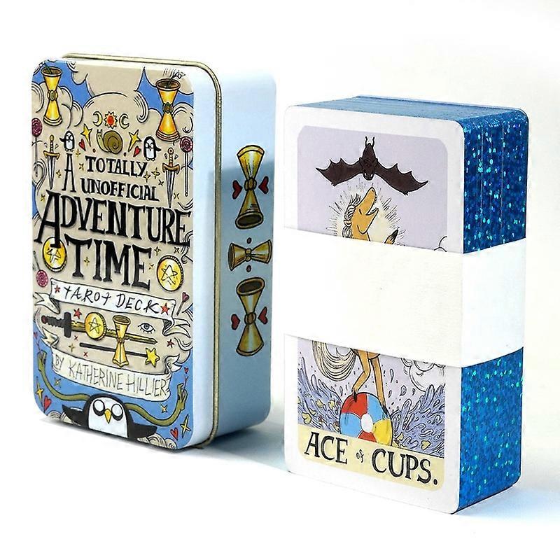 Adventures time Tarot in a Tin Metal Box Gold-plated Edge Tarot Cards For Divination Tarot Deck Beautiful Package