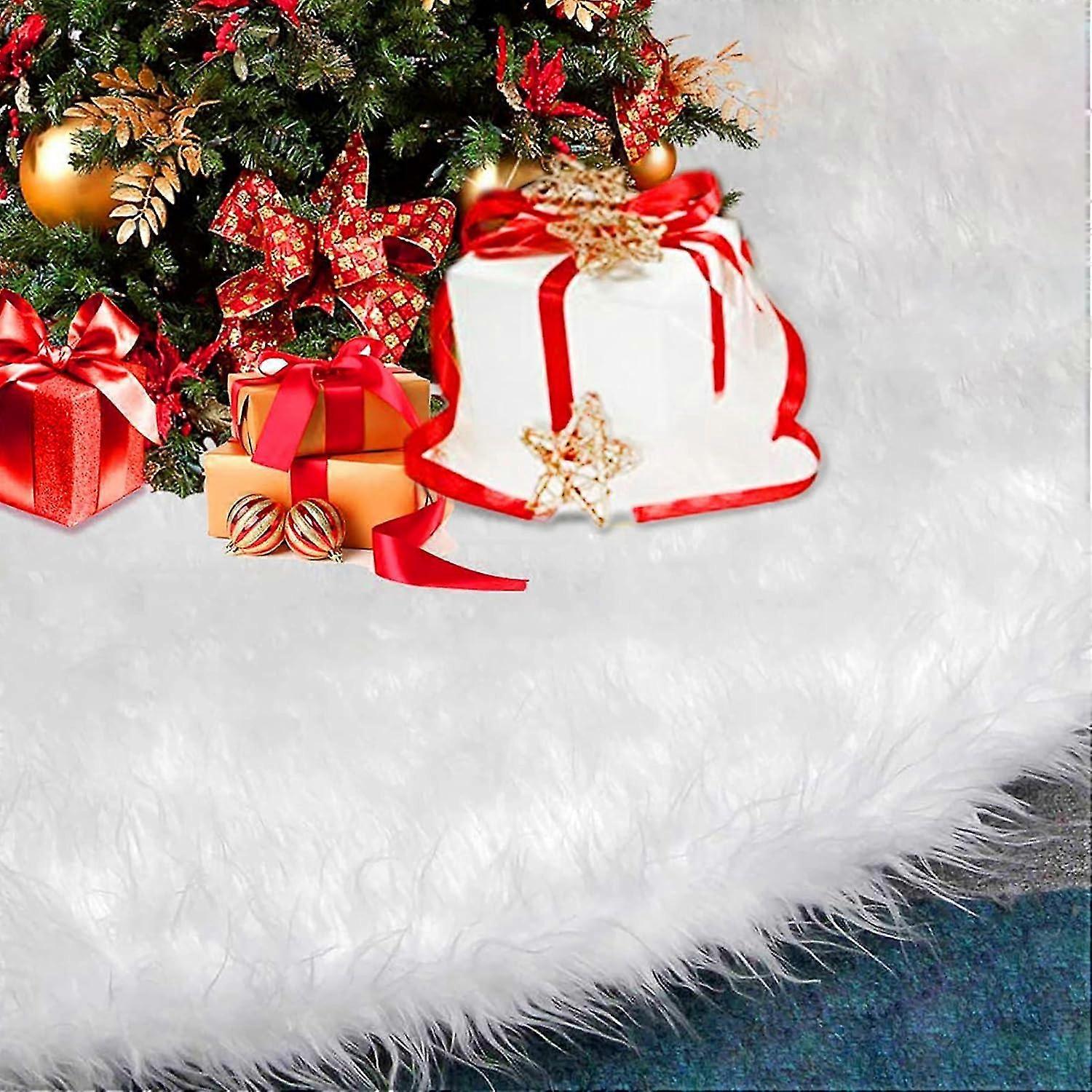 Tree Blanket Christmas Tree Blanket, 90 Cm Christmas Tree Blanket Round Shape Snowflake White Plush Christmas Tree Stand Carpet For Christmas Holiday