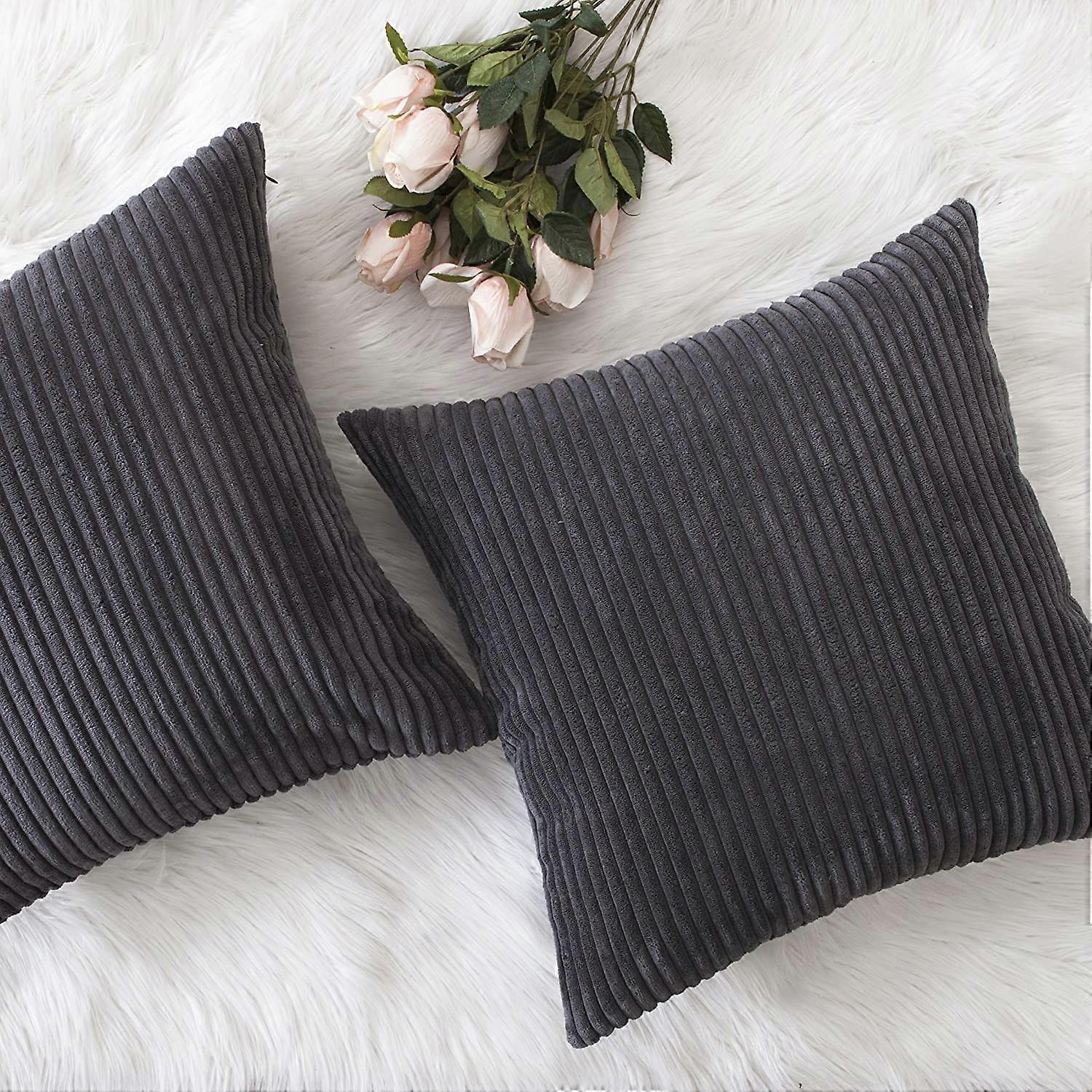 Conjunto de 2 Capas de Almofada Macias para Sofá, 18 x 18 polegadas, Cinza