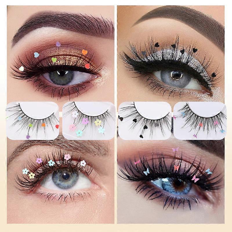 False Eyelashes, Dramatic Glitter Sequin Fake Eyelashes